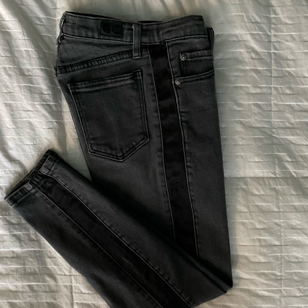 Cheap Monday Black Denim Jeans with Ribbon Stripes down the sides Size 26